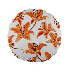 Lily-flower-seamless-pattern-white-background Standard 15  Premium Round Cushions by nate14shop