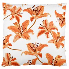 Lily-flower-seamless-pattern-white-background Large Cushion Case (one Side) by nate14shop