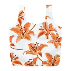 Lily-flower-seamless-pattern-white-background Full Print Recycle Bag (l) by nate14shop