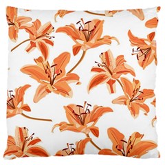 Lily-flower-seamless-pattern-white-background Large Flano Cushion Case (two Sides) by nate14shop