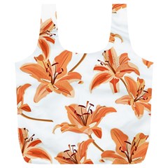 Lily-flower-seamless-pattern-white-background Full Print Recycle Bag (xl) by nate14shop