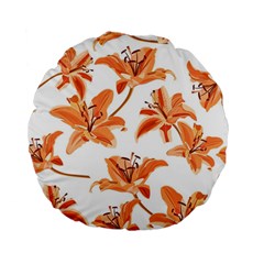 Lily-flower-seamless-pattern-white-background Standard 15  Premium Flano Round Cushions by nate14shop