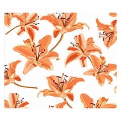 Lily-flower-seamless-pattern-white-background Double Sided Flano Blanket (small)  by nate14shop