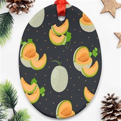 Melon-whole-slice-seamless-pattern Ornament (oval) by nate14shop