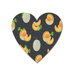 Melon-whole-slice-seamless-pattern Heart Magnet by nate14shop