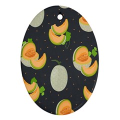 Melon-whole-slice-seamless-pattern Oval Ornament (two Sides) by nate14shop