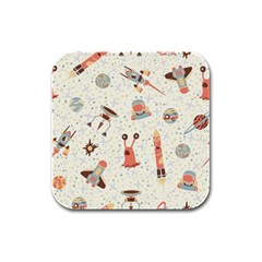 Seamless-background-with-spaceships-stars Rubber Square Coaster (4 Pack) by nate14shop