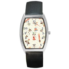 Seamless-background-with-spaceships-stars Barrel Style Metal Watch by nate14shop