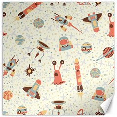 Seamless-background-with-spaceships-stars Canvas 12  X 12  by nate14shop