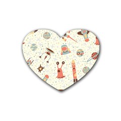 Seamless-background-with-spaceships-stars Rubber Coaster (heart) by nate14shop