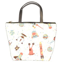 Seamless-background-with-spaceships-stars Bucket Bag by nate14shop