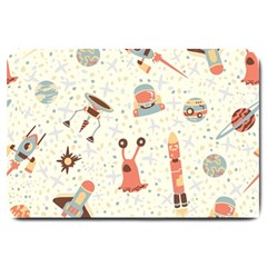 Seamless-background-with-spaceships-stars Large Doormat  by nate14shop