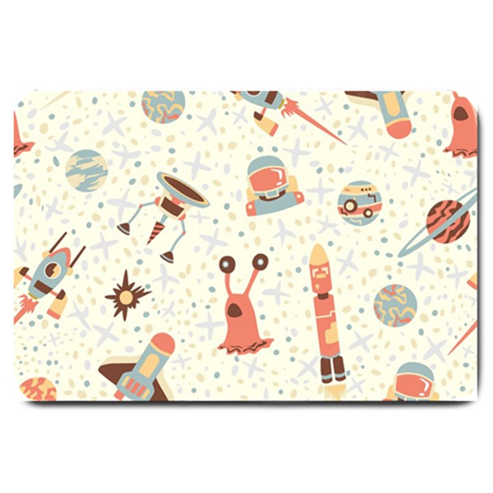 Seamless-background-with-spaceships-stars Large Doormat 