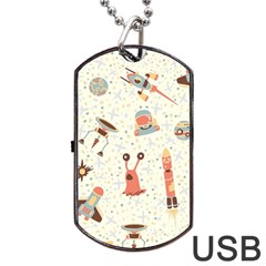 Seamless-background-with-spaceships-stars Dog Tag Usb Flash (two Sides) by nate14shop