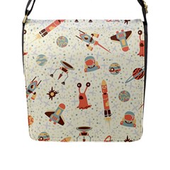 Seamless-background-with-spaceships-stars Flap Closure Messenger Bag (l) by nate14shop