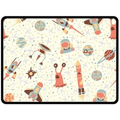 Seamless-background-with-spaceships-stars Double Sided Fleece Blanket (large)  by nate14shop