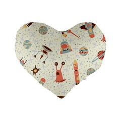 Seamless-background-with-spaceships-stars Standard 16  Premium Heart Shape Cushions