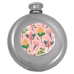 Seamless-floral-pattern 001 Round Hip Flask (5 Oz) by nate14shop