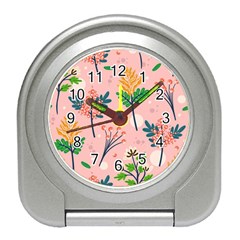 Seamless-floral-pattern 001 Travel Alarm Clock by nate14shop