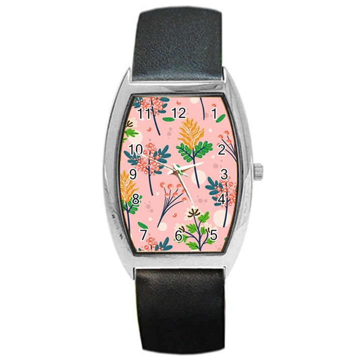 Seamless-floral-pattern 001 Barrel Style Metal Watch