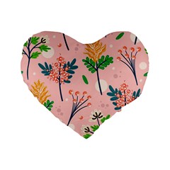 Seamless-floral-pattern 001 Standard 16  Premium Flano Heart Shape Cushions by nate14shop