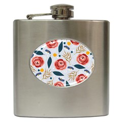 Seamless-floral-pattern Hip Flask (6 Oz) by nate14shop