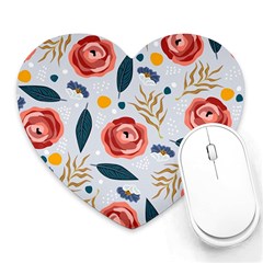 Seamless-floral-pattern Heart Mousepads by nate14shop