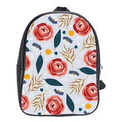 Seamless-floral-pattern School Bag (large) by nate14shop