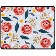 Seamless-floral-pattern Fleece Blanket (medium)  by nate14shop