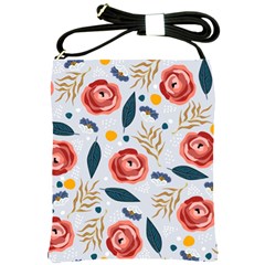 Seamless-floral-pattern Shoulder Sling Bag by nate14shop