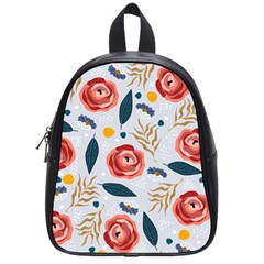 Seamless-floral-pattern School Bag (small)