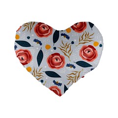 Seamless-floral-pattern Standard 16  Premium Heart Shape Cushions