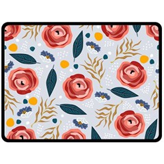 Seamless-floral-pattern Fleece Blanket (large)  by nate14shop