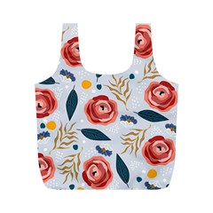 Seamless-floral-pattern Full Print Recycle Bag (m) by nate14shop