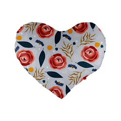 Seamless-floral-pattern Standard 16  Premium Flano Heart Shape Cushions by nate14shop