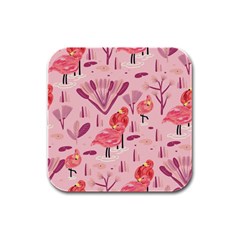 Seamless-pattern-with-flamingo Rubber Square Coaster (4 Pack) by nate14shop