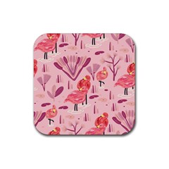 Seamless-pattern-with-flamingo Rubber Coaster (square) by nate14shop