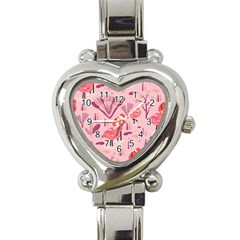 Seamless-pattern-with-flamingo Heart Italian Charm Watch by nate14shop