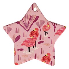 Seamless-pattern-with-flamingo Star Ornament (two Sides) by nate14shop