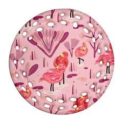 Seamless-pattern-with-flamingo Ornament (round Filigree) by nate14shop