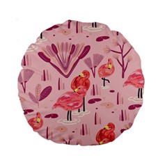 Seamless-pattern-with-flamingo Standard 15  Premium Round Cushions by nate14shop