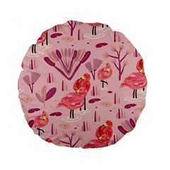 Seamless-pattern-with-flamingo Standard 15  Premium Flano Round Cushions by nate14shop