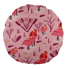 Seamless-pattern-with-flamingo Large 18  Premium Flano Round Cushions by nate14shop