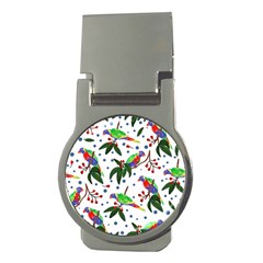 Seamless-pattern-with-parrot Money Clips (round)  by nate14shop