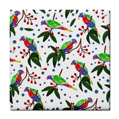 Seamless-pattern-with-parrot Tile Coaster by nate14shop