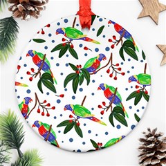 Seamless-pattern-with-parrot Ornament (round) by nate14shop