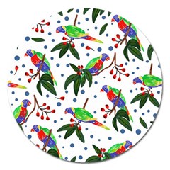 Seamless-pattern-with-parrot Magnet 5  (round) by nate14shop