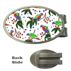 Seamless-pattern-with-parrot Money Clips (oval)  by nate14shop