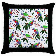 Seamless-pattern-with-parrot Throw Pillow Case (black) by nate14shop