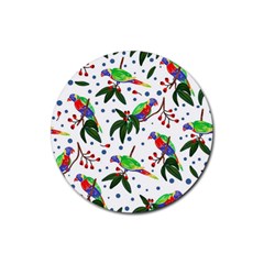 Seamless-pattern-with-parrot Rubber Coaster (round) by nate14shop